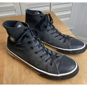 Harley Davidson Baxter Felt Sneakers Mens 13 Black Hi Top Grunge Biker READ